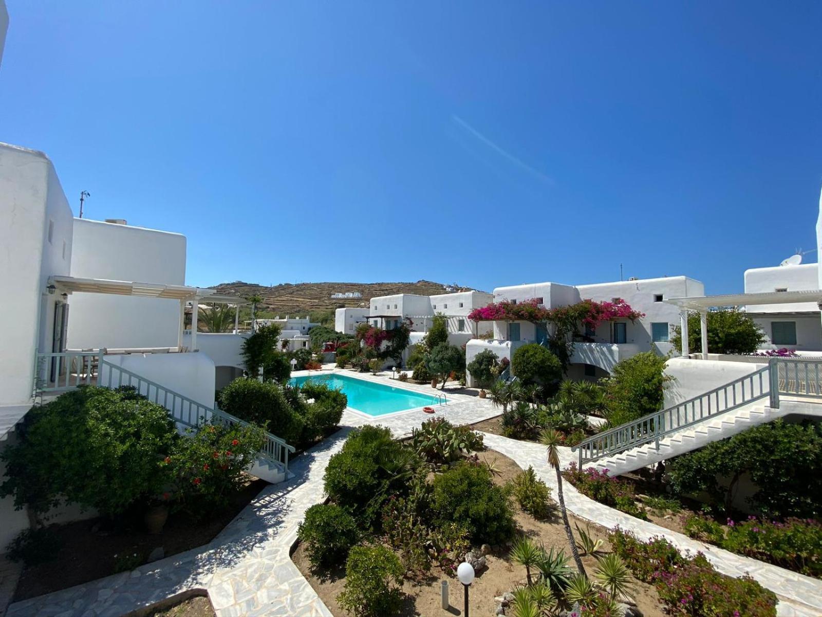 Mykonian Style W Shared Pool Houses & Nighttime Security Guard Ornos  Exterior foto